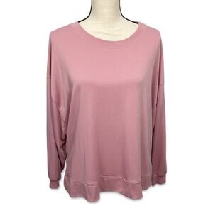 Found Los Angeles Pink Sweatshirt NEW Womens Sz S Raglan Sleeves Hi-Lo Split Hem